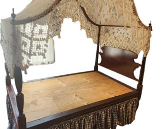 Early 1800s Cherry Sheraton tester canopy bed