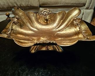 Vintage Italian hammered brass centerpiece