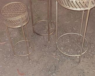 Metal outdoor plant stands, or side tables