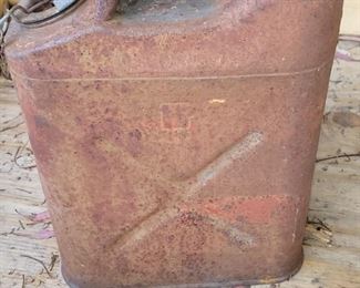 Vintage metal gas can - still holds gas