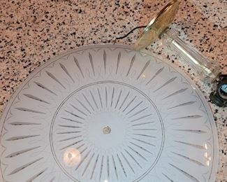 17 inch Spiral Lined Saucer Light Fixture with 4 bulb holder Vintage Mid-Century