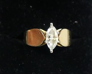 14k gold and diamond marquis ring