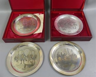 4 sterling plates - Colonial scenes