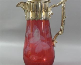 Unusual cut glass claret jug