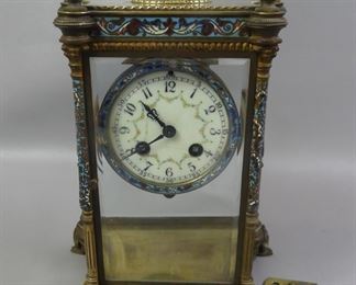 Antique Marti champleve & brass clock