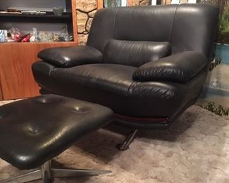 Black leather chair and foot stool. Was $100. Now $50. Last Day!