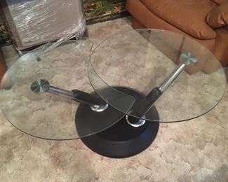 Glass and stainless coffee table.  Mattching cosole/wall table. $30 each  Last Day!