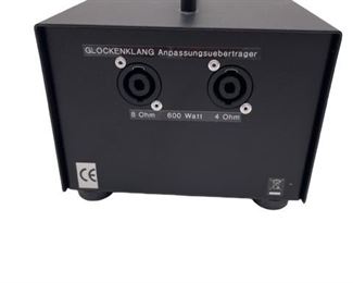 $130 USD      Glockenklang Anpassungsuebertrager 600 Watt Impedance Transformer 4 Ohm LL127-40      The GLOCKENKLANG impedance transformer 600 helps the musician to change impedances of speaker cabinets from 4 to 8 ohms or 8 to 4 ohms.
You can either use the 8 ohms side as input (connected to the poweramp output) and the 4 ohms side as output (connected to a 4 ohms cab), to change a 4 ohms cab into 8 ohms or vice versa to change an 8 ohms cab to 4 ohms."       https://0kdr0vhm03aij90e-62832083179.shopifypreview.com/products_preview?preview_key=130c01730fe8a8df00eb8e04057158c2