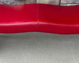 Modern Red Leather 55" Bench