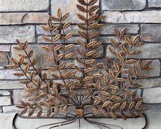 Copper Tone 36" X 31" Solid Metal Leaf Decor Sculpture (as Is)