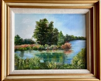 Original Landscape Oil On Canvas Painting By LS Framed