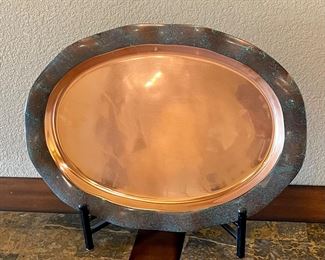 Nambe Copper Canyon Lisa Smith 18" X 13" Tray MTO227 With Stand
