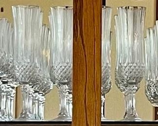 Large Collection Of Vintage 1980's Cristal Darques Longchamp Glasses - Water, Wine, Champaign