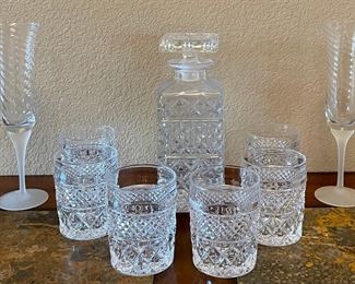 Bleikristall Crystal West Germany 8 Piece Decanter Set - 6 Glasses, Decanter, (2) Art Glass Champaign Glasses