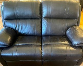 Dark Brown Leather Electric Double Reclining Sofa