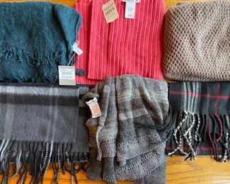 Lot Of Assorted Acrylic And Fleece Scarves - Pleated Fleece, Coldwater Creek, And More