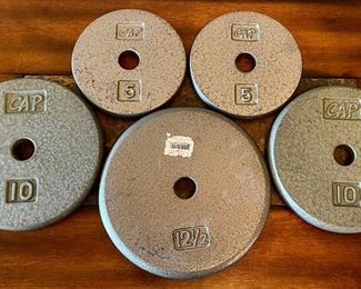 (5) Assorted Steel Plates - (2) 10 Pound, (2) 5 Pound, (1) 12.5 Pound