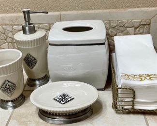 Nine & Co. Soap Dish, Cup, Lotion Dispenser, Tissue Box, And More