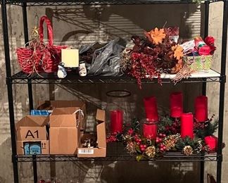 Large Christmas Decor Lot - Lights, Greenery, Ornaments, Candles, Extension Cords, And More