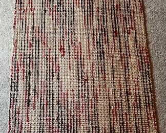 47" X 70" Woven Jute Black, Red, And Tan Rug