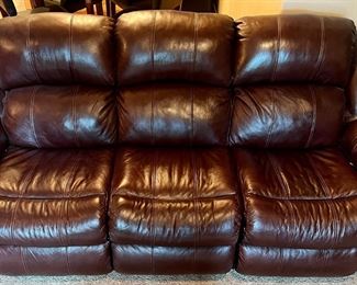 Ashley Furniture Brown Leather Full Size Reclining Couch