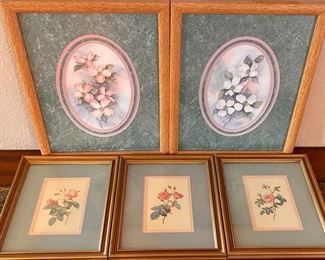 (5) Botanical Floral Framed Prints - (2) Are N. Millard Limited Edition 76 And 381 / 550