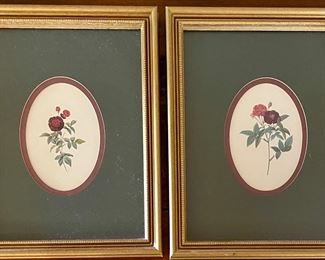 (2) Botanical Floral Prints In Frames