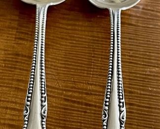 84 Grams Total - (2) Towle Sterling Silver Large 8" Serving Spoons