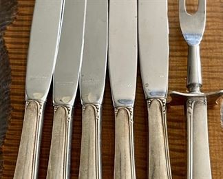 458 Grams Total - International Stainless Top Sterling Handle Spring Glory 9" Knives And 9"carving Fork
