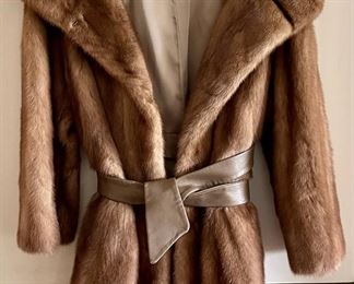 Rich's Fur Salon Mink Fur Coat With Leather Sash
