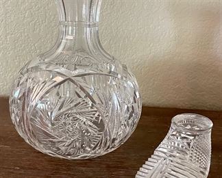 Waterford Crystal Baby Shoe And An Atomic Star Crystal Vase