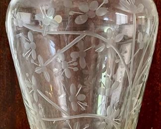 Made In Romania Crystal Etched Floral Vase
