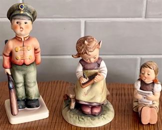 (3) Vintage Goebel West Germany M.J. Hummel Figurines - 1957 Soldier Boy, 1963 Busy Student, Choir Girl