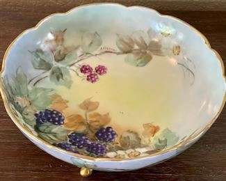 T And V Lamoges Hand Painted By A. Stamm Footed Bowl