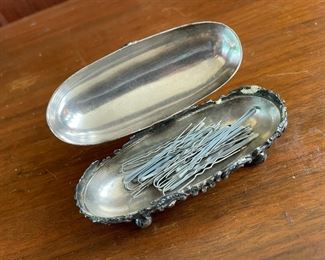 Silver Plate Victorian Era Hair Pin Box "A Friend In Need"