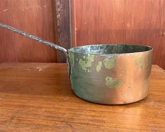  Victorian Copper Plated Saucepan with Castelled Seam