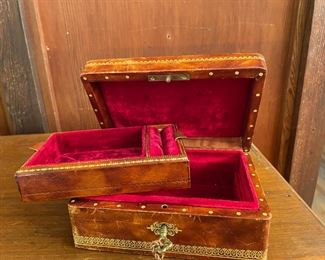 Leather and Red Velvet Jewelry Box