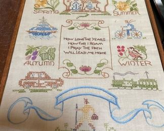 Framed Cross Stitch/Needlepoint - Seasons Pattern