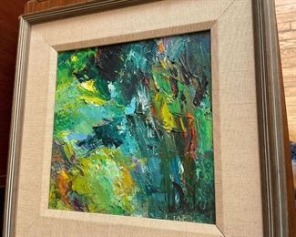 Framed and Matted Abstract Oil Painting