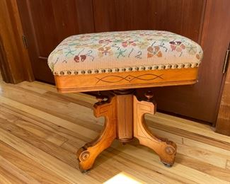 Cross Stitched, Wooden Stool 
