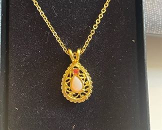 Genuine Ruby and Opal Necklace