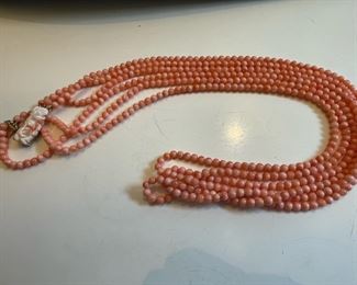 Salmon Pink Coral Beaded Necklace