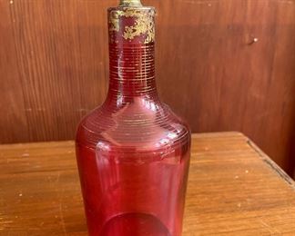 Ruby Red with Gold Accents Decanter