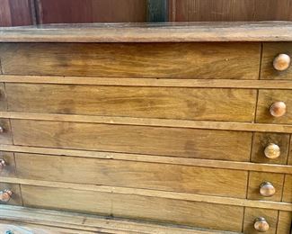 19th Century Brown Oak Mercantile Counter Chest