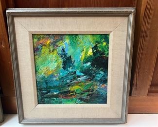 Framed and Matted Abstract Oil Painting 