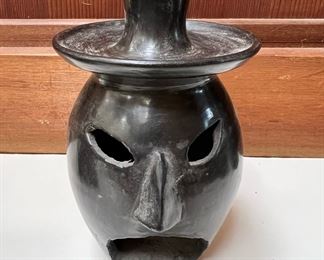 Blackware Pottery Ashtray Incense Burner 