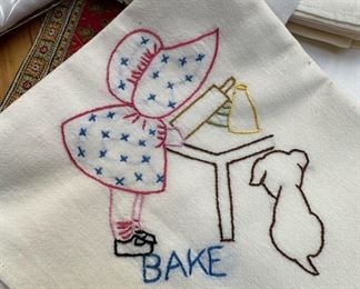 Assortment of Embroidered Dish Towels