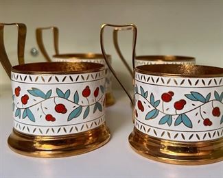 Set of 4 1960's Podstakannik, Tea glass holders