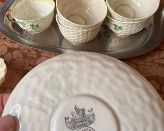 Belleek Porcelain Shamrock Tea Set, Setting for 7, 8 Dinner Plates
