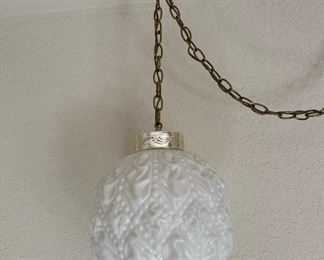 Mid Century Milk Glass Hanging Lamp